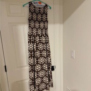 Hill House Cosima Nap Dress in brown white cream pattern